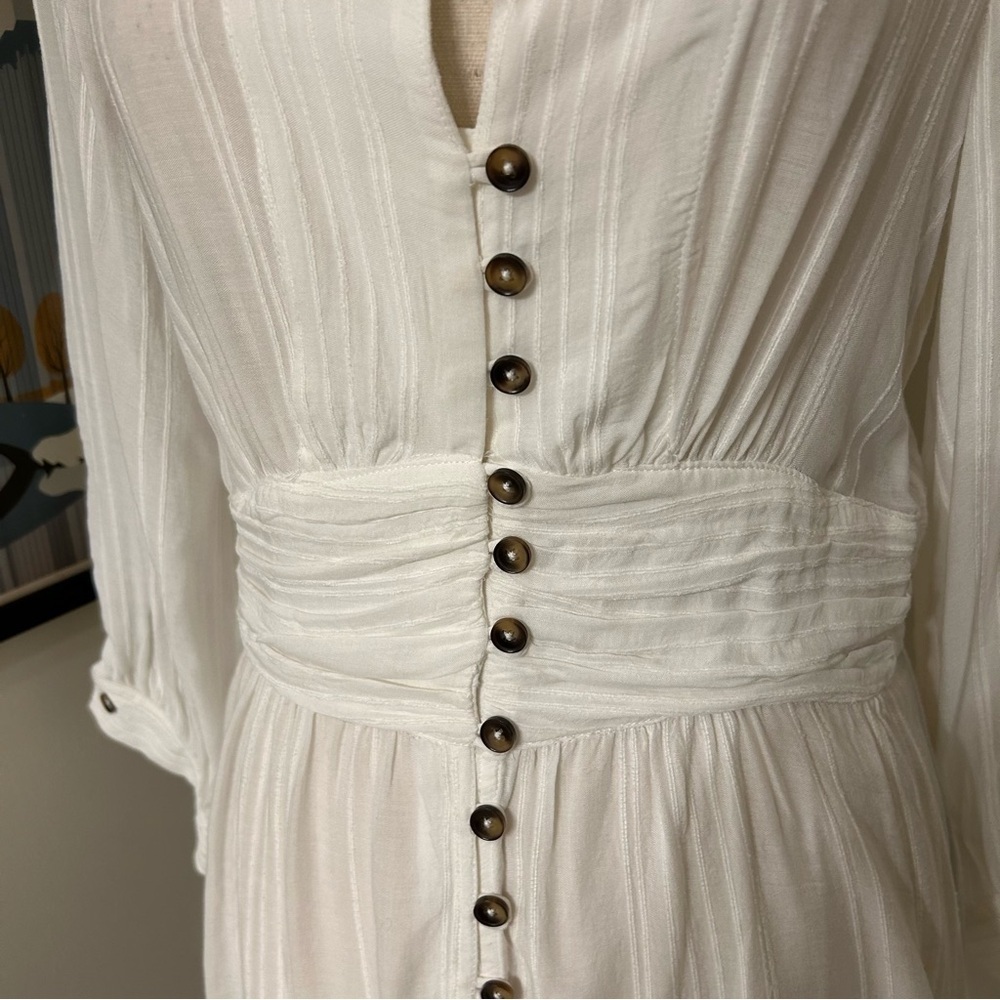Maeve by Anthropologie Off-White Peasant Blouse | Button Front SZ 6 - Picture 3 of 5